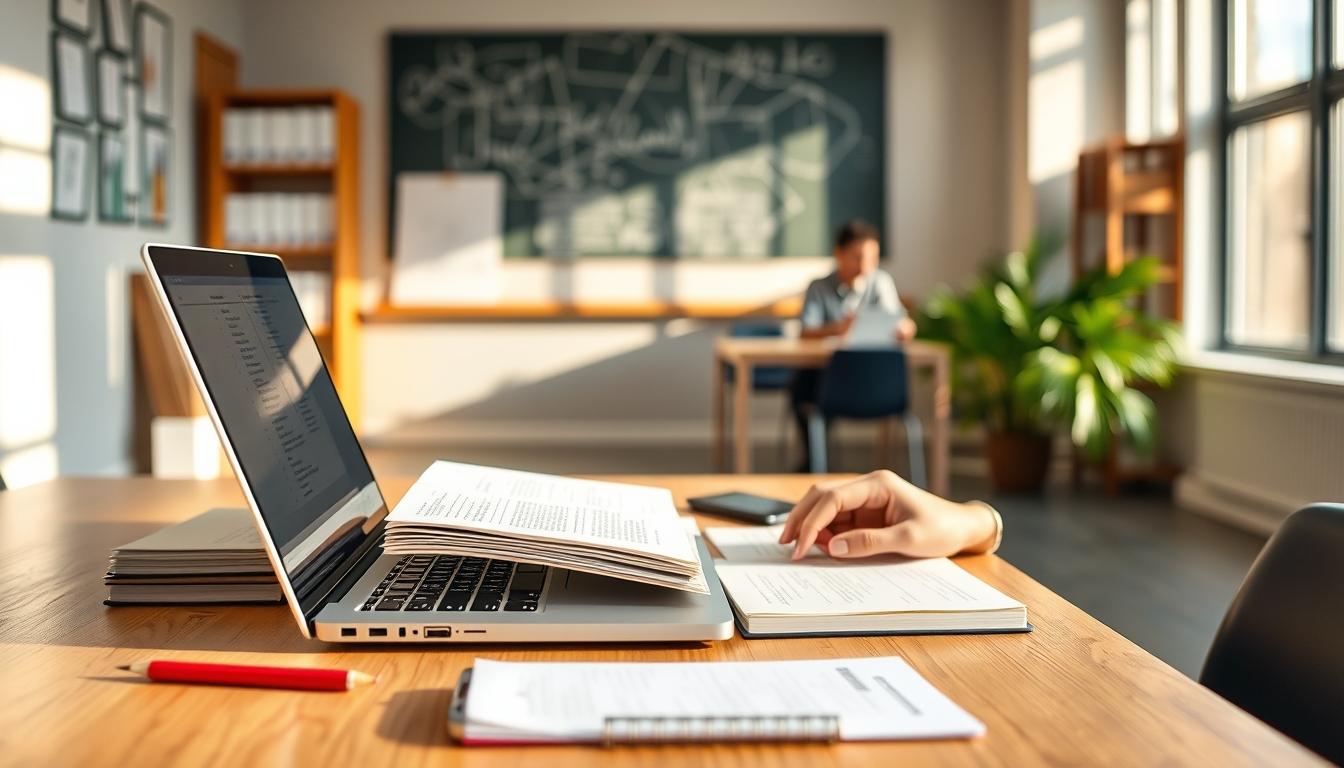 Student using learning strategies while studying